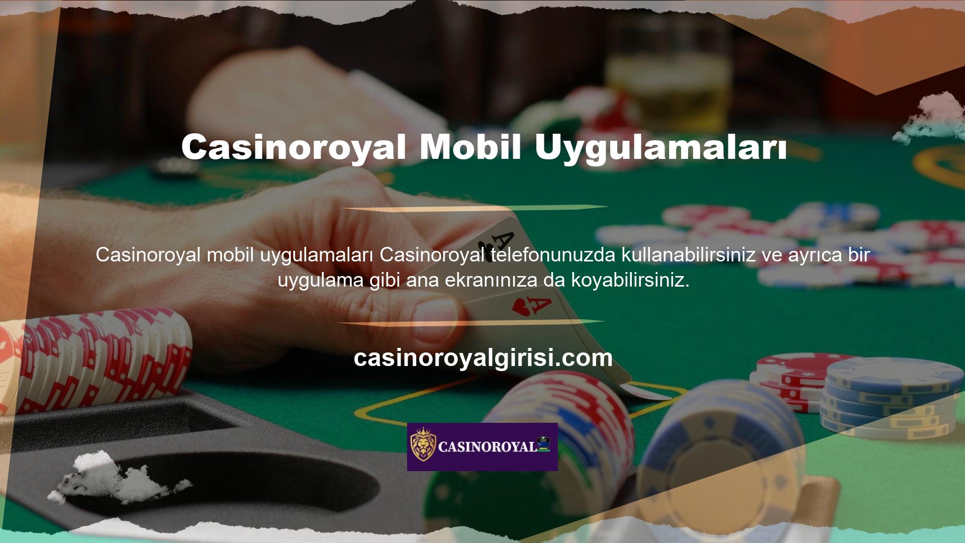 APK bağlantısını elde etmek için Android kullanıcılarının Casinoroyal sitesine giriş yapması gerekir